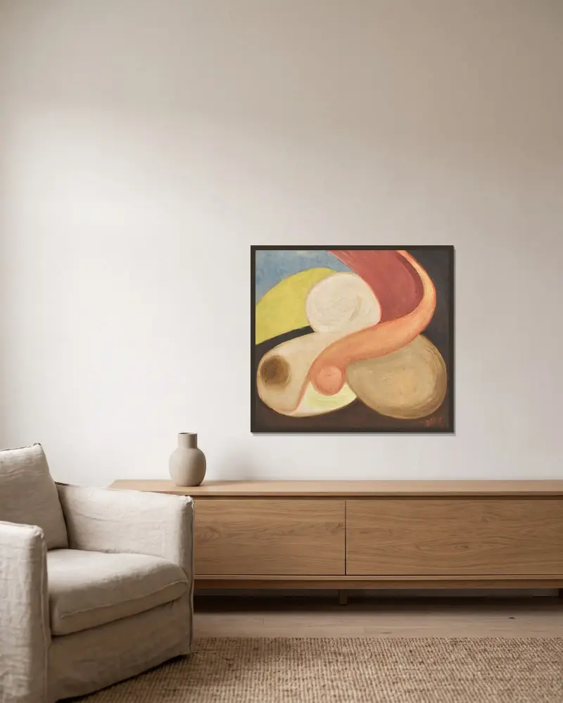 Ohne Titel (Thirlmere) av Kurt Schwitters inramad på en vägg
