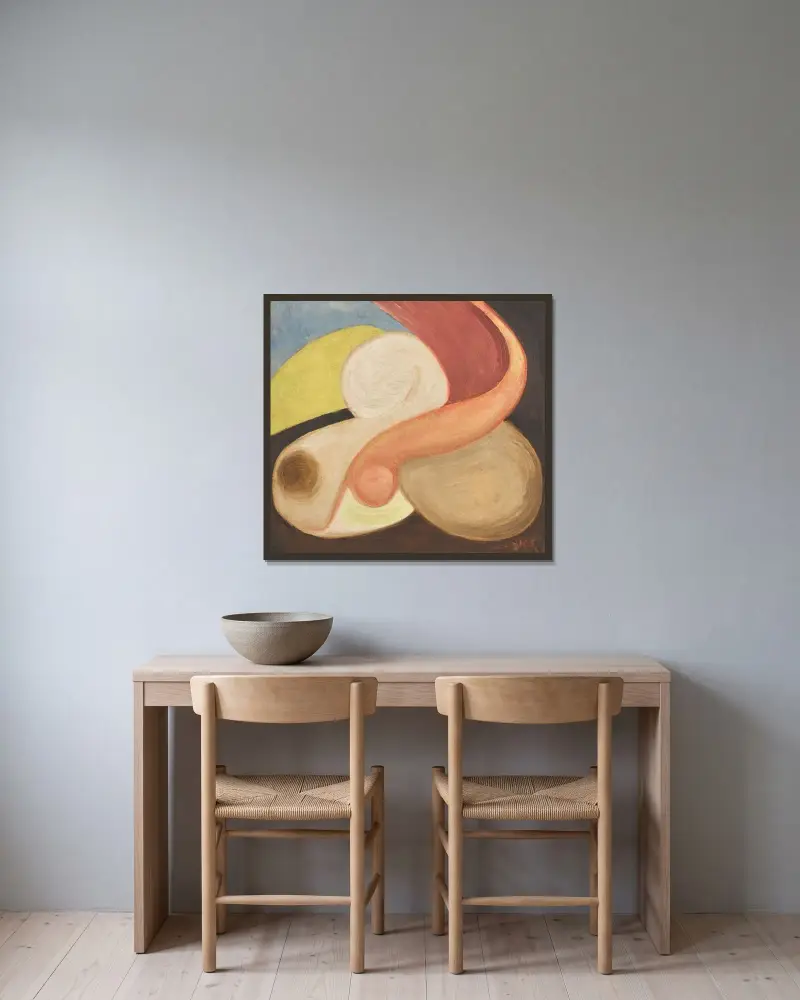Ohne Titel (Thirlmere) av Kurt Schwitters inramad på en vägg