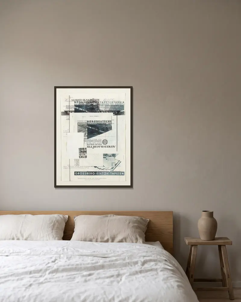 Ohne Titel av Kurt Schwitters inramad på en vägg