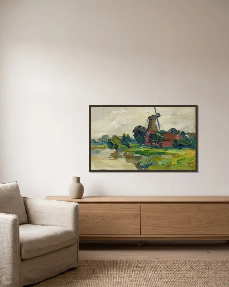 Utan titel (Logaer färja) av Kurt Schwitters inramad på en vägg