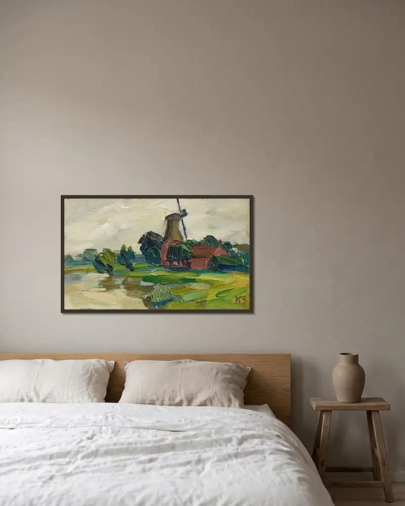 Utan titel (Logaer färja) av Kurt Schwitters inramad på en vägg