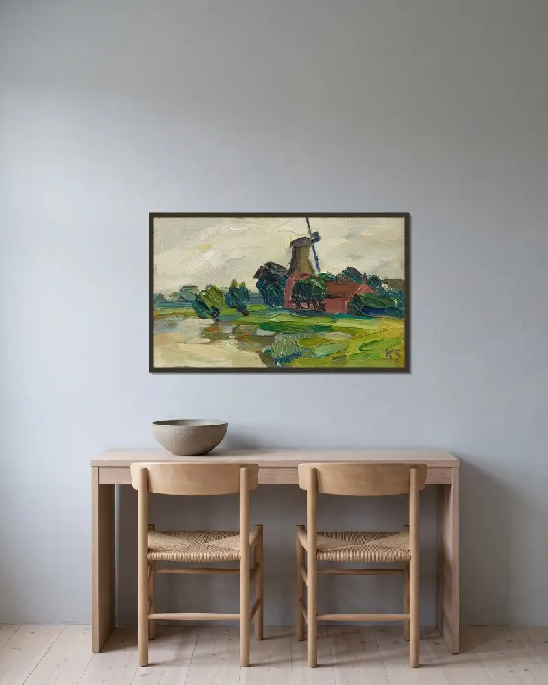 Utan titel (Logaer färja) av Kurt Schwitters inramad på en vägg