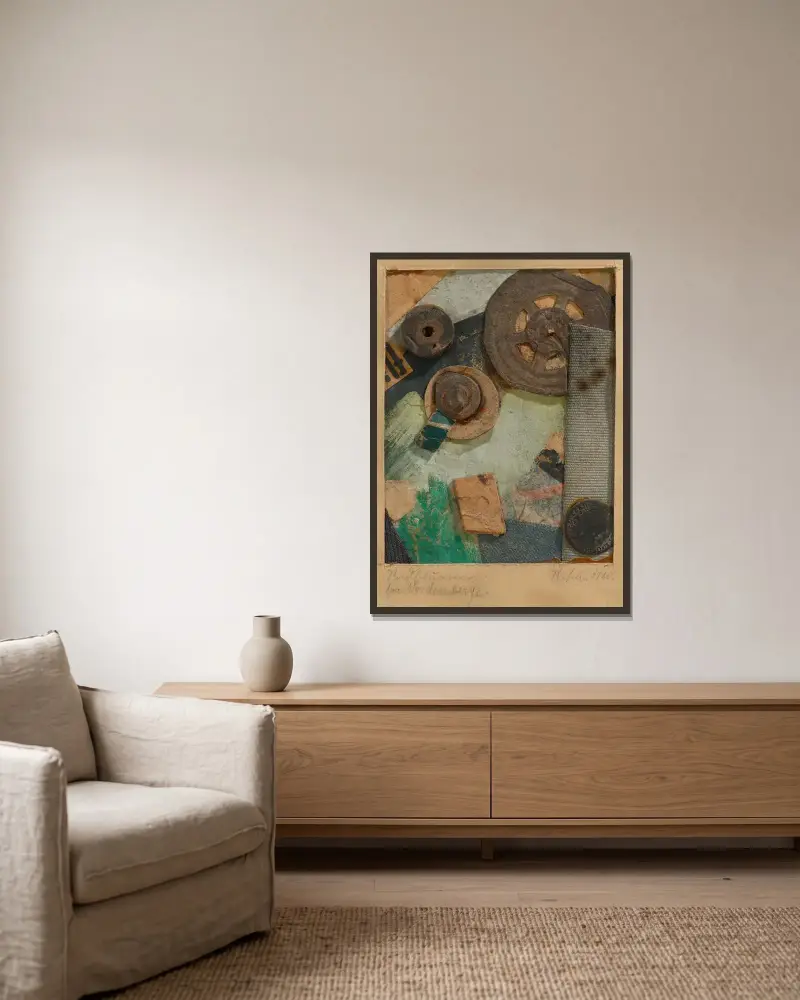 Radblumen av Kurt Schwitters inramad på en vägg