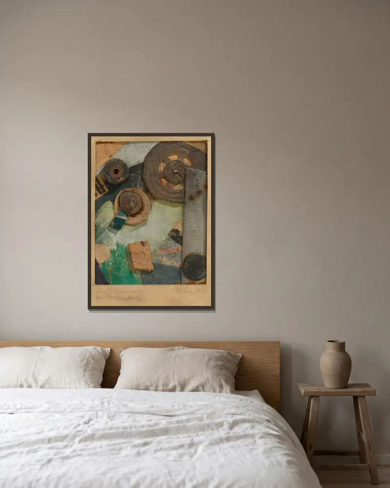 Radblumen av Kurt Schwitters inramad på en vägg