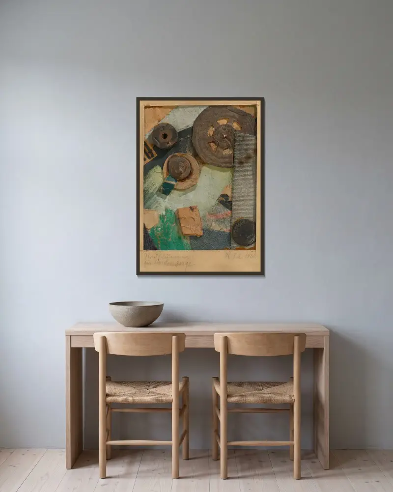 Radblumen av Kurt Schwitters inramad på en vägg
