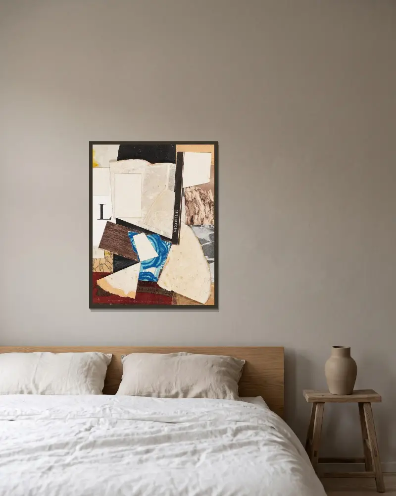 Spetsbergen, Merzzeichnung av Kurt Schwitters inramad på en vägg