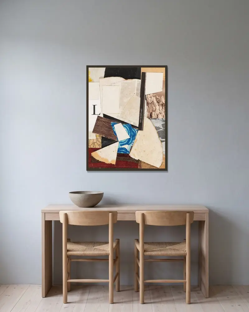Spetsbergen, Merzzeichnung av Kurt Schwitters inramad på en vägg