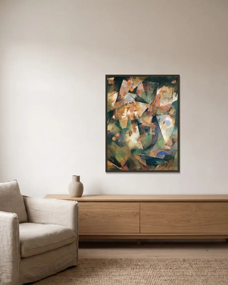 The Springtime Picture Merzpicture 20 B av Kurt Schwitters inramad på en vägg