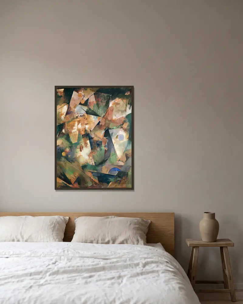 The Springtime Picture Merzpicture 20 B av Kurt Schwitters inramad på en vägg