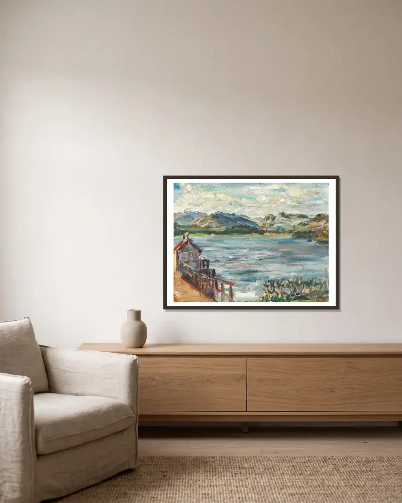 Ohne Titel (Lake Windermere) von Kurt Schwitters gerahmt an einer Wand