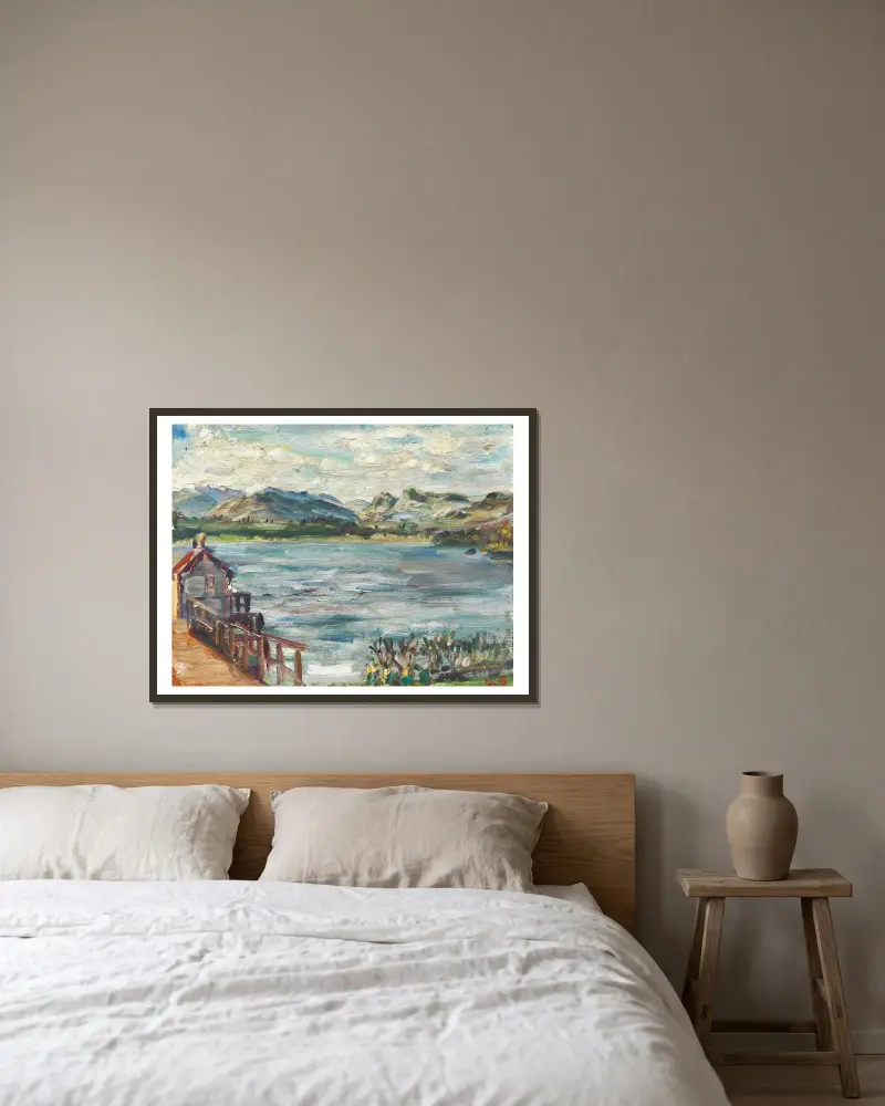 Ohne Titel (Lake Windermere) von Kurt Schwitters gerahmt an einer Wand