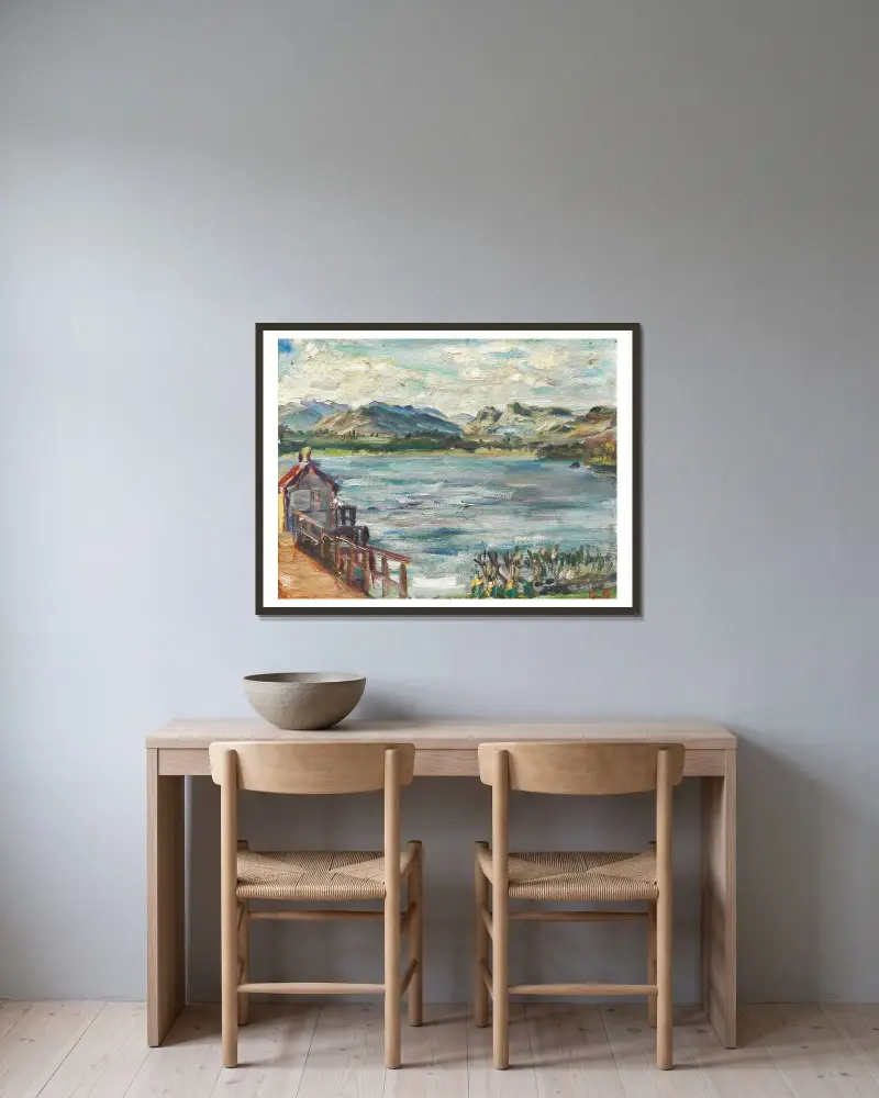 Ohne Titel (Lake Windermere) von Kurt Schwitters gerahmt an einer Wand
