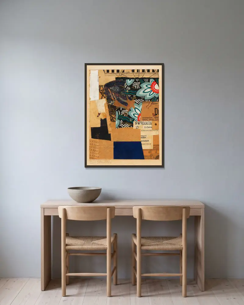 Uviolett von Kurt Schwitters gerahmt an einer Wand