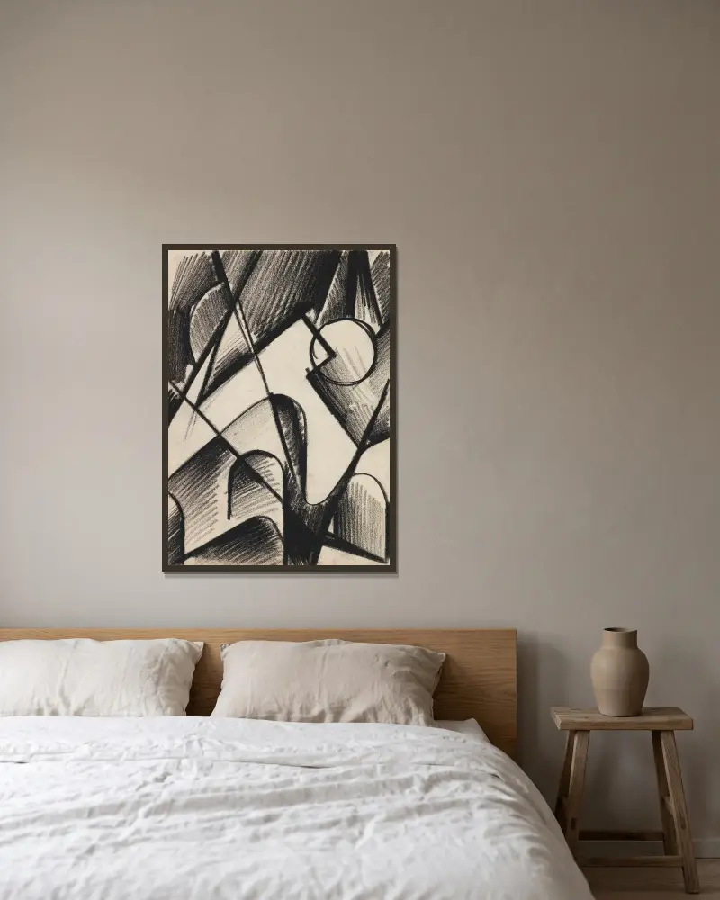 Z 101 Hochgebirge av Kurt Schwitters inramad på en vägg