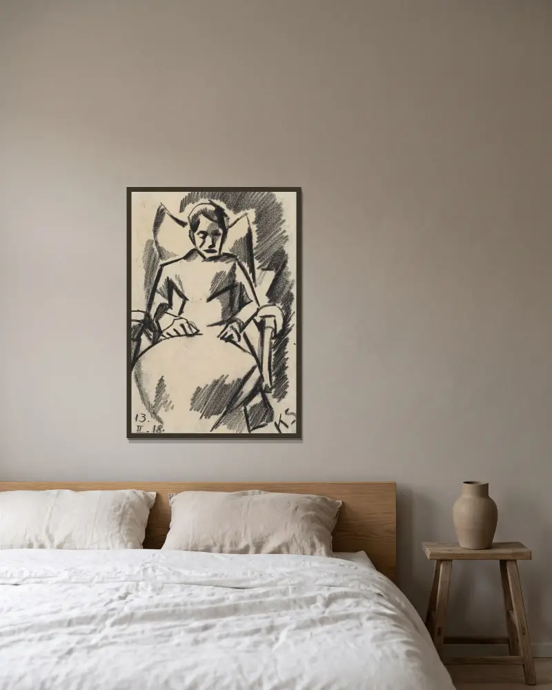 Den sjuka av Kurt Schwitters inramad på en vägg