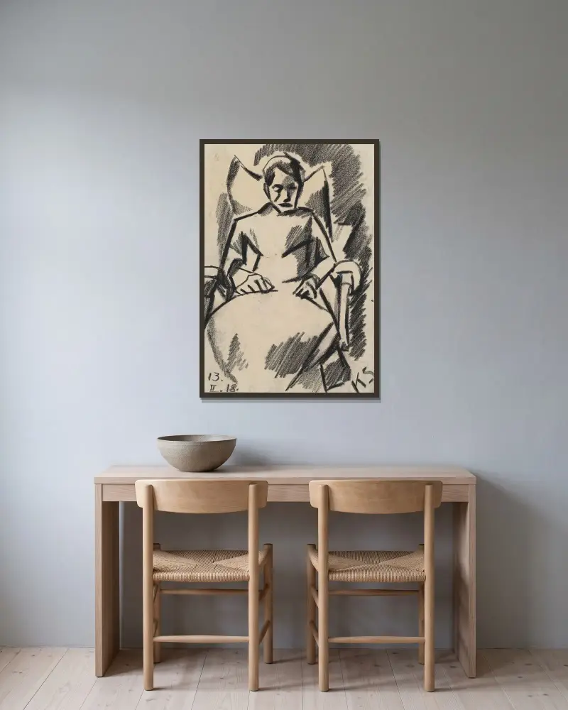 Den sjuka av Kurt Schwitters inramad på en vägg