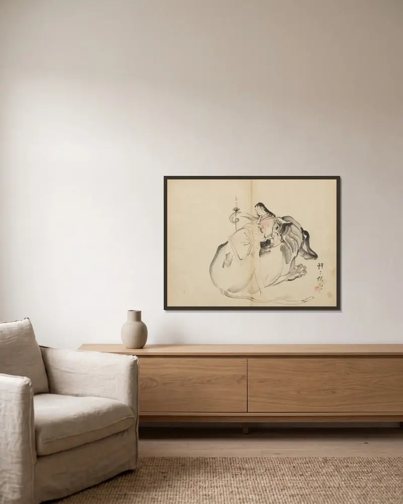 Zástupce Monju, Kawanabe Kyōsai v rámu na stěně