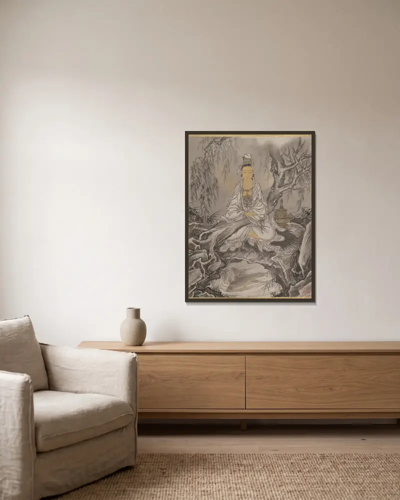 Kannon v bílém rouchu, Kawanabe Kyōsai v rámu na stěně