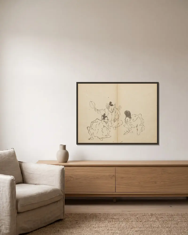 Zápas, Kawanabe Kyōsai v rámu na stěně