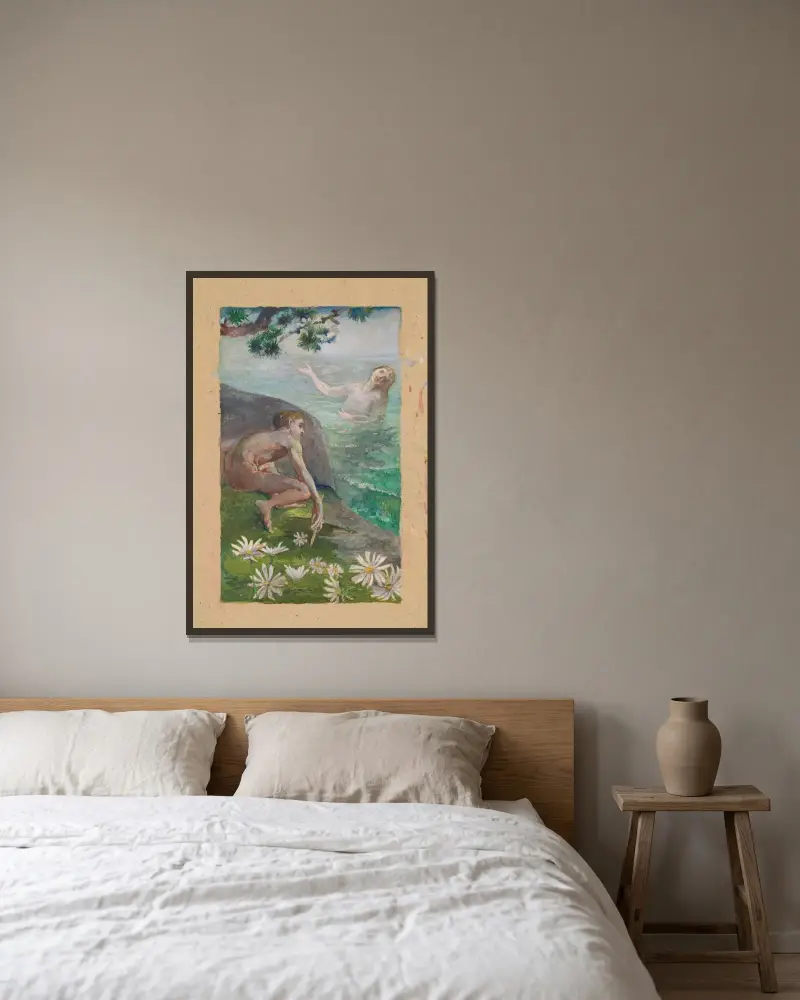 Sirenens sång av John La Farge inramad på en vägg