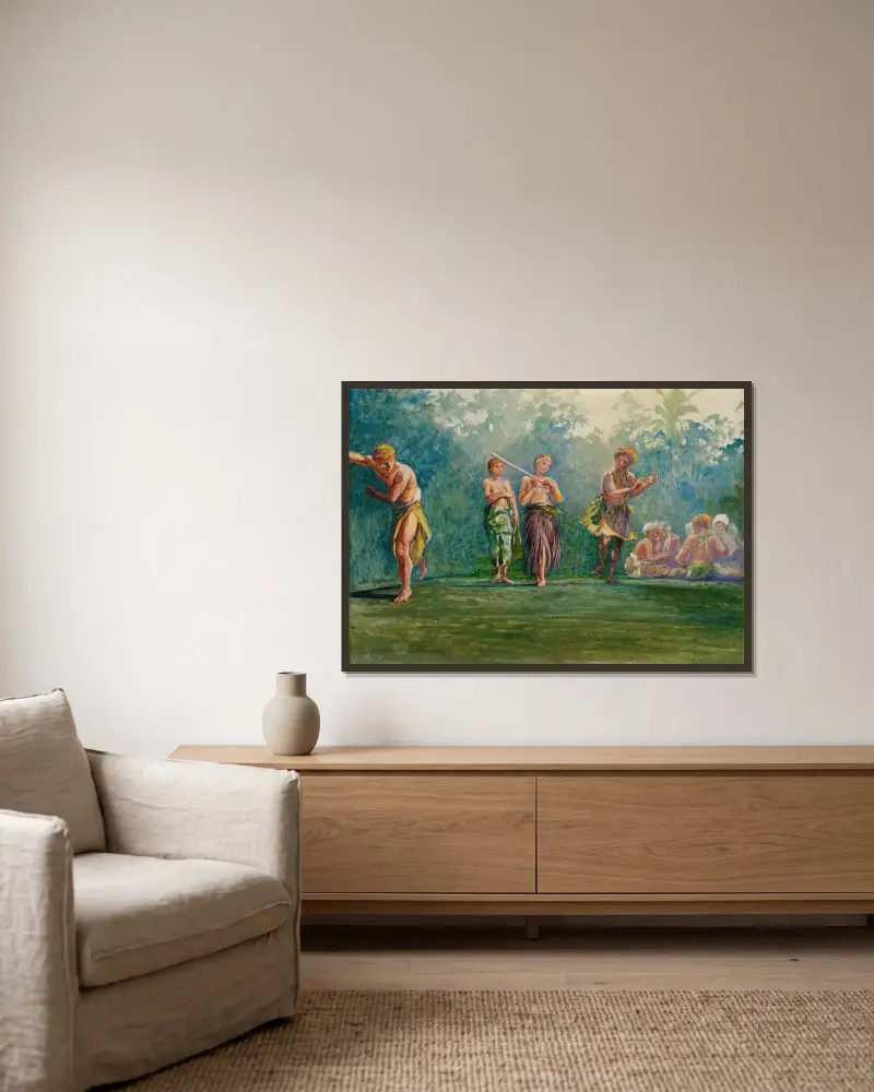 Stående dans. Stående figurer av John La Farge inramad på en vägg