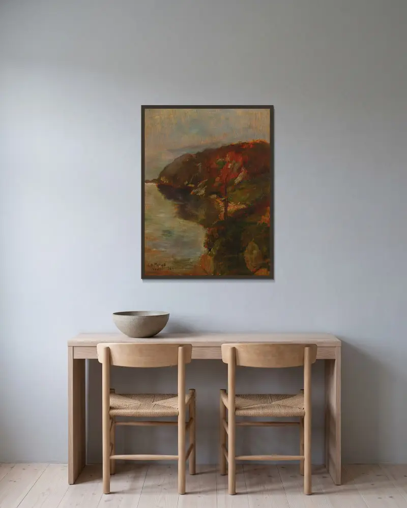 Studie des Nebeleffekts, Brenton's Cove von John La Farge gerahmt an einer Wand