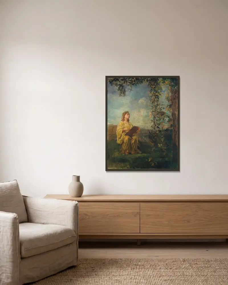 Målningens musa av John La Farge inramad på en vägg