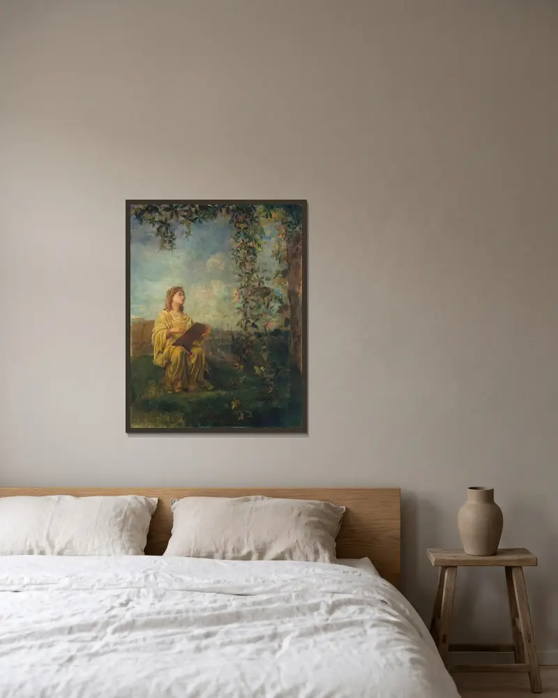 Målningens musa av John La Farge inramad på en vägg