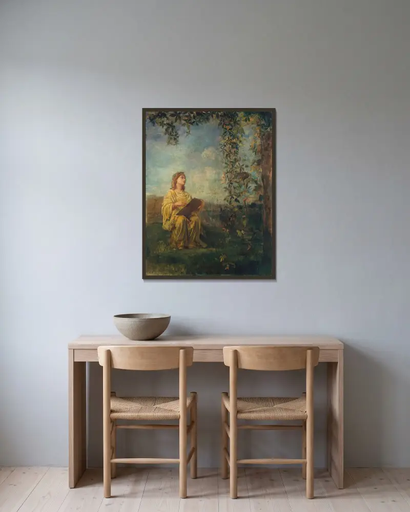 Målningens musa av John La Farge inramad på en vägg