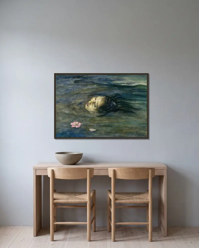 Det underliga som lille Kiosai såg i floden av John La Farge inramad på en vägg