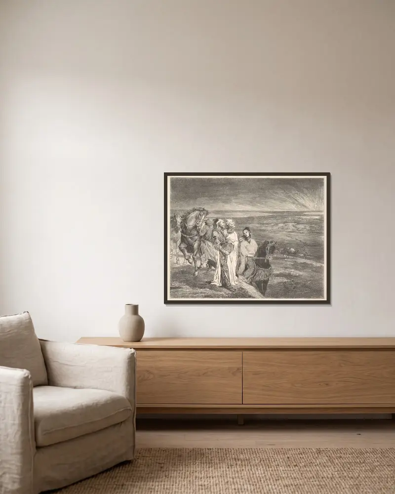 De vise männen från Östern av John La Farge inramad på en vägg