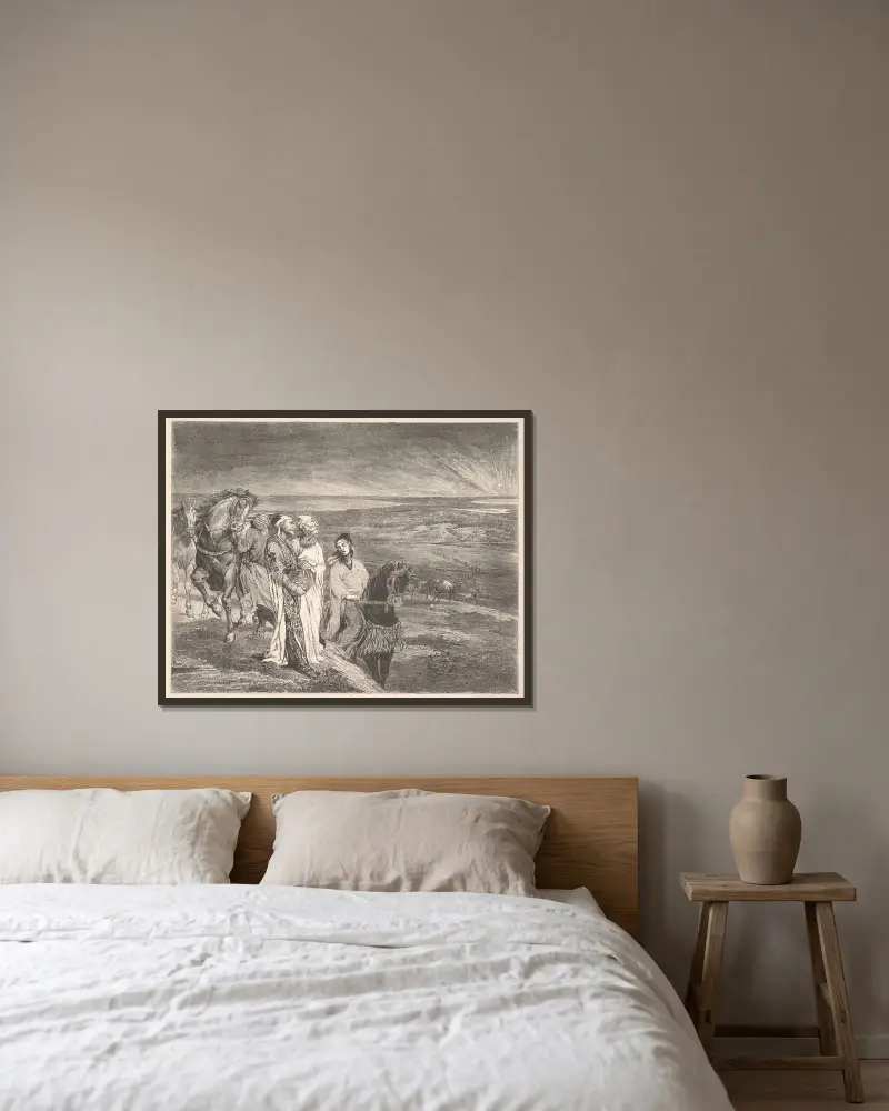 De vise männen från Östern av John La Farge inramad på en vägg