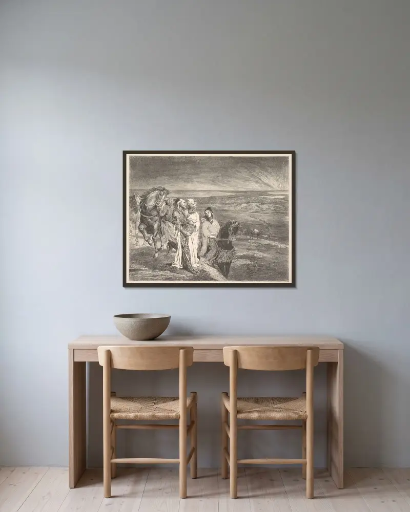 De vise männen från Östern av John La Farge inramad på en vägg