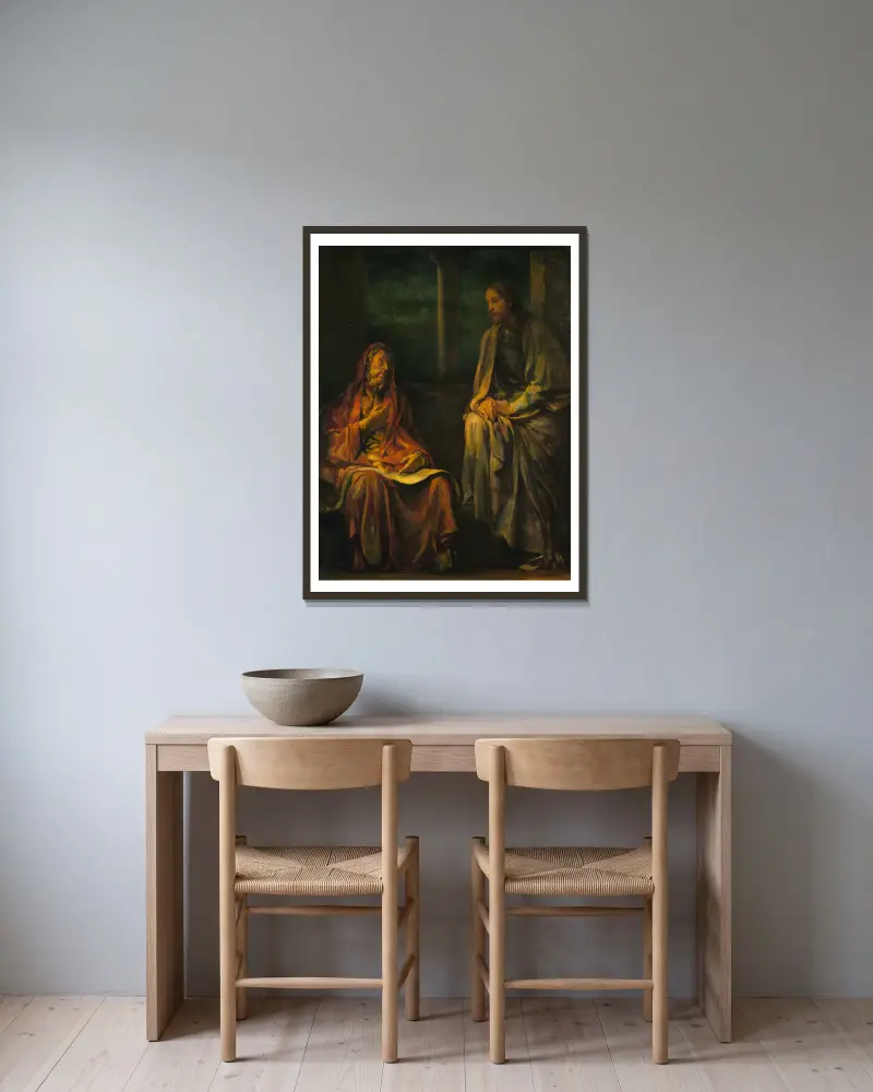 Visit of Nicodemus to Christ av John La Farge inramad på en vägg