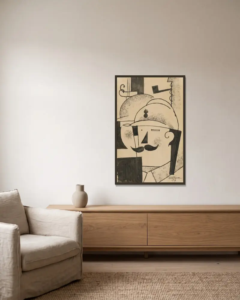 Dwóch piechurów w hełmach, Roger de La Fresnaye w ramie na ścianie