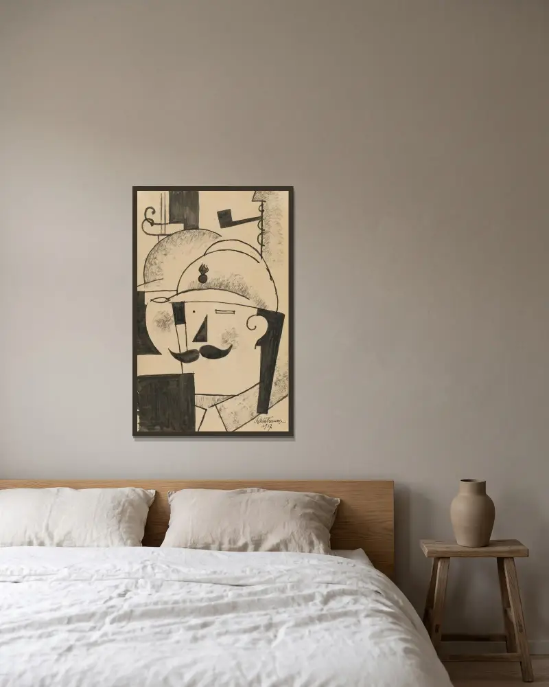 Dwóch piechurów w hełmach, Roger de La Fresnaye w ramie na ścianie