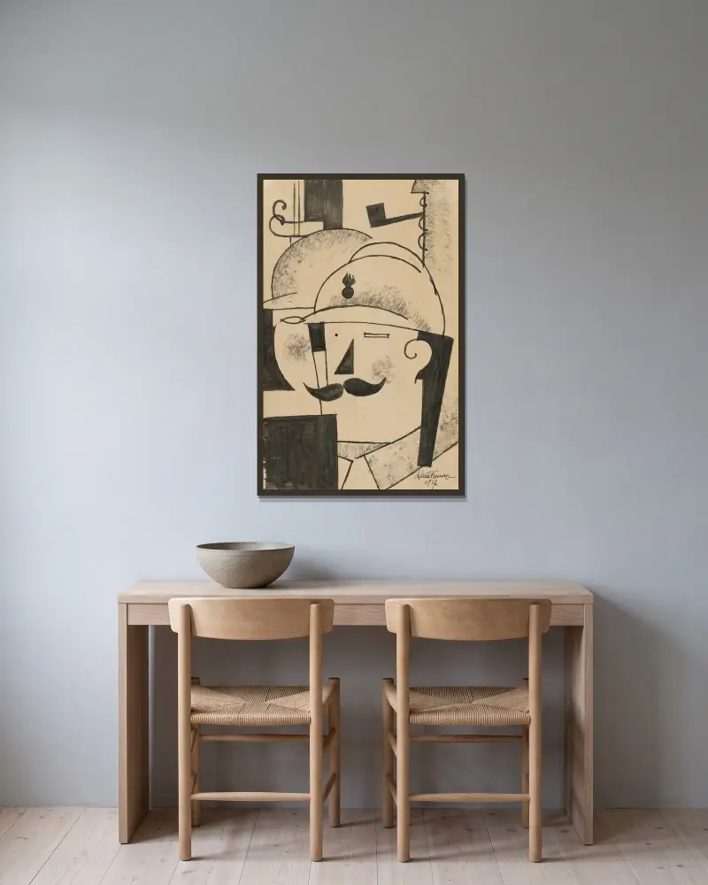 Dwóch piechurów w hełmach, Roger de La Fresnaye w ramie na ścianie