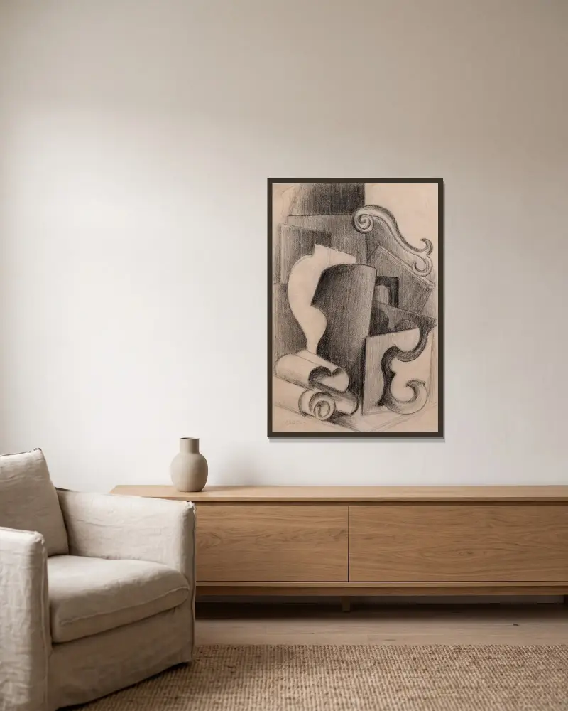 Studie für den Louis-Philippe-Tisch von Roger de La Fresnaye gerahmt an einer Wand