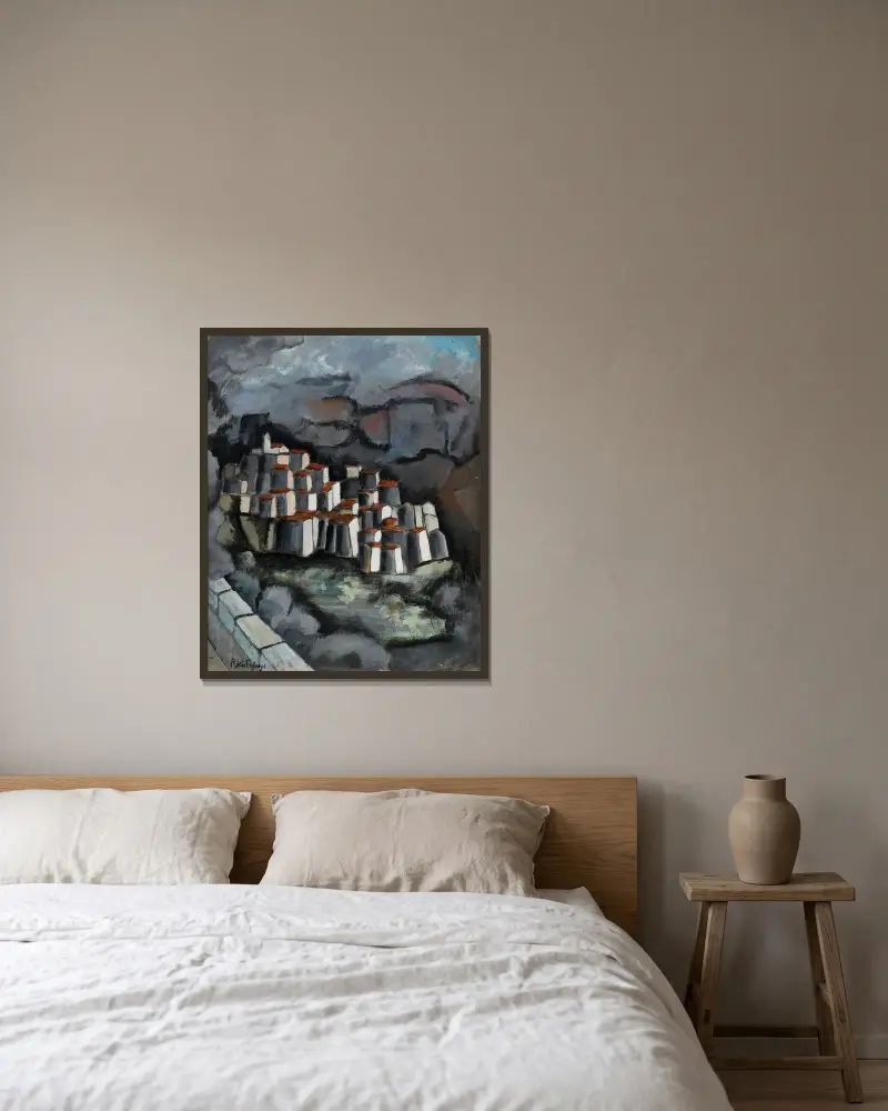 Francuskie miasteczko na wzgórzu, Roger de La Fresnaye w ramie na ścianie