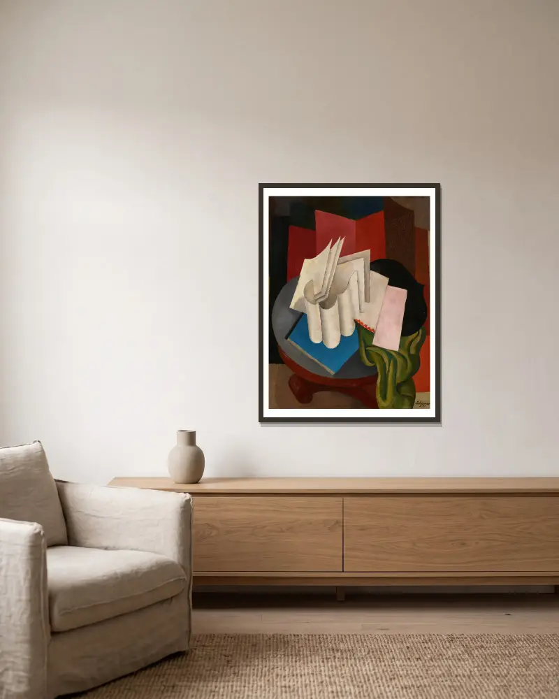 Weiße Blätter von Roger de La Fresnaye gerahmt an einer Wand