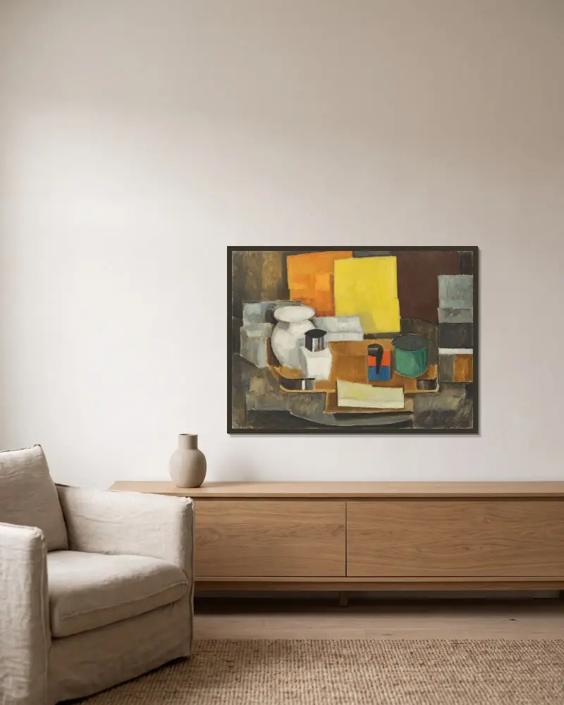 Martwa natura z żółtym kwadratem, Roger de La Fresnaye w ramie na ścianie