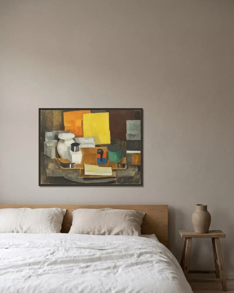 Martwa natura z żółtym kwadratem, Roger de La Fresnaye w ramie na ścianie