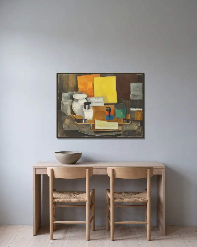 Martwa natura z żółtym kwadratem, Roger de La Fresnaye w ramie na ścianie