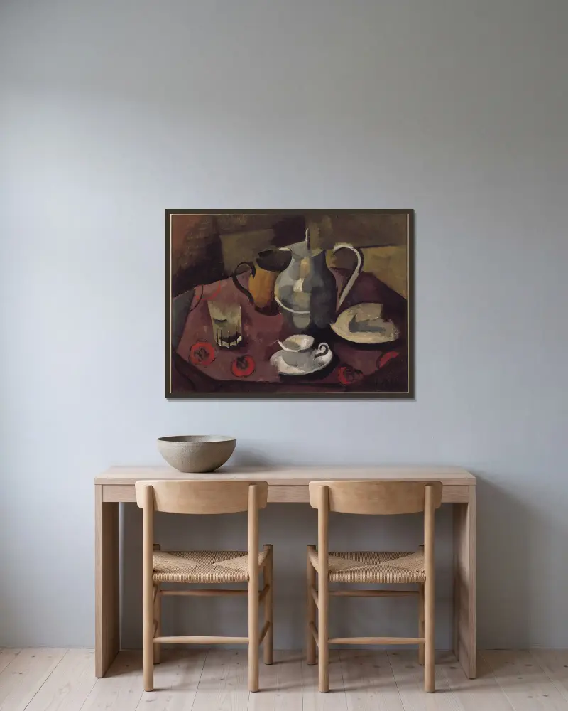 Nature Morte aux Trois Anses (Still Life with Three Handles) av Roger de La Fresnaye inramad på en vägg