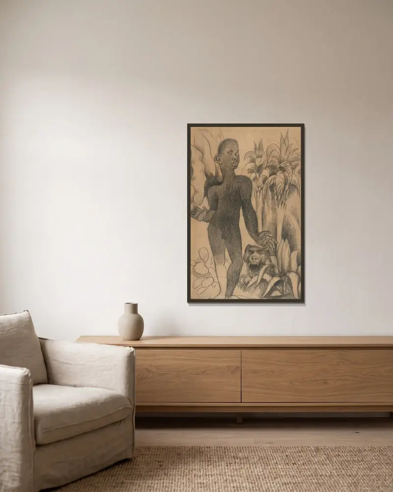 Akt męski w pobliżu drapieżnika w krajobrazie Grasse, Roger de La Fresnaye w ramie na ścianie