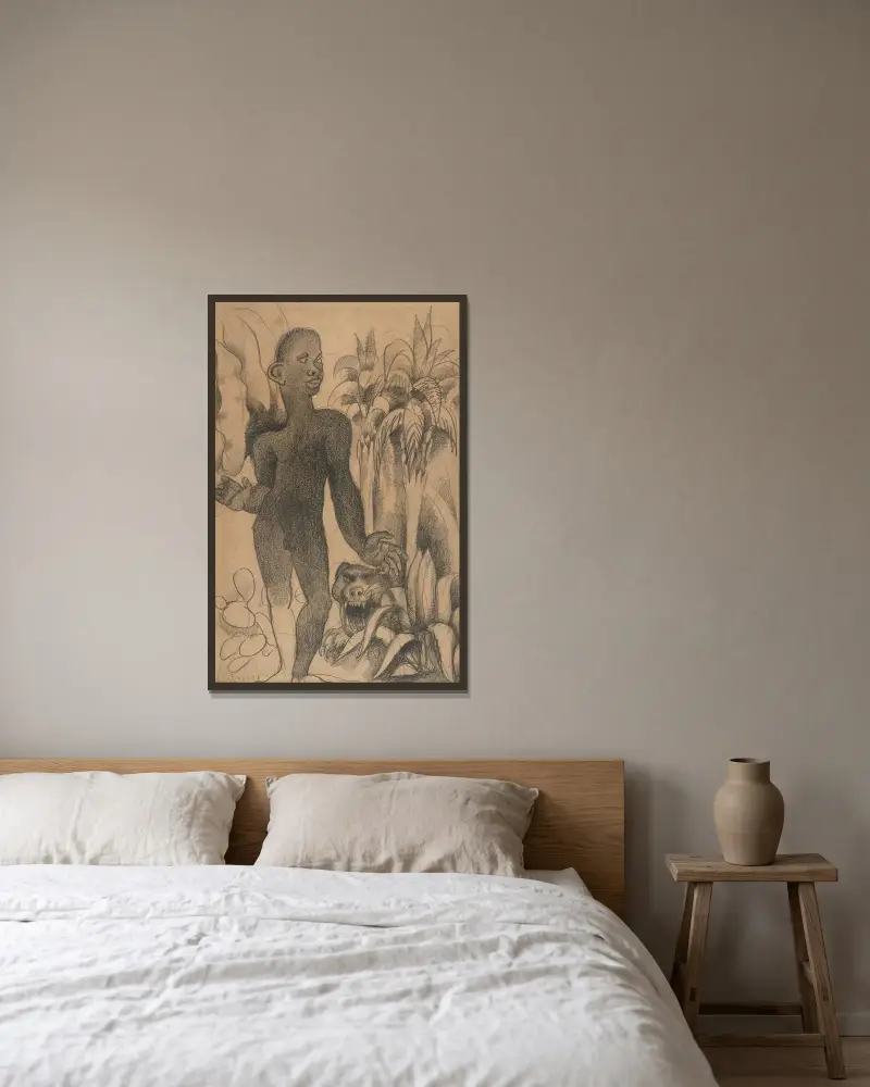 Akt męski w pobliżu drapieżnika w krajobrazie Grasse, Roger de La Fresnaye w ramie na ścianie