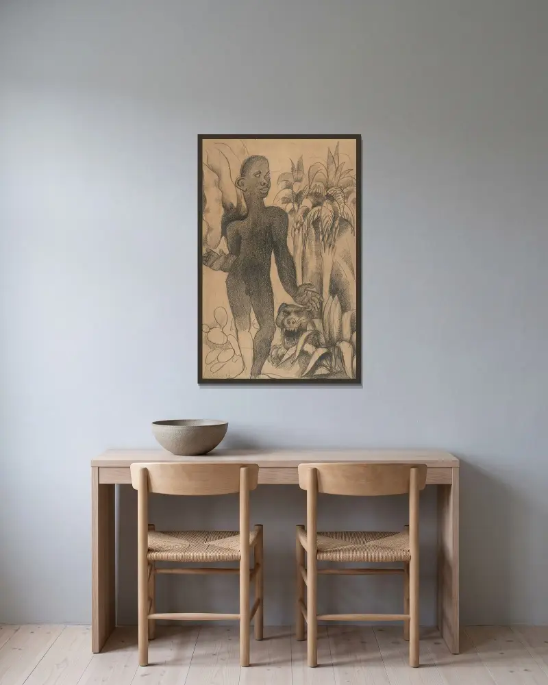 Akt męski w pobliżu drapieżnika w krajobrazie Grasse, Roger de La Fresnaye w ramie na ścianie