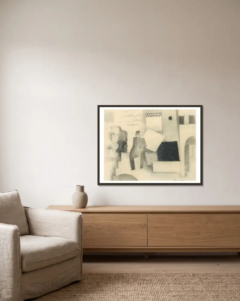 Ohne Titel von Roger de La Fresnaye gerahmt an einer Wand
