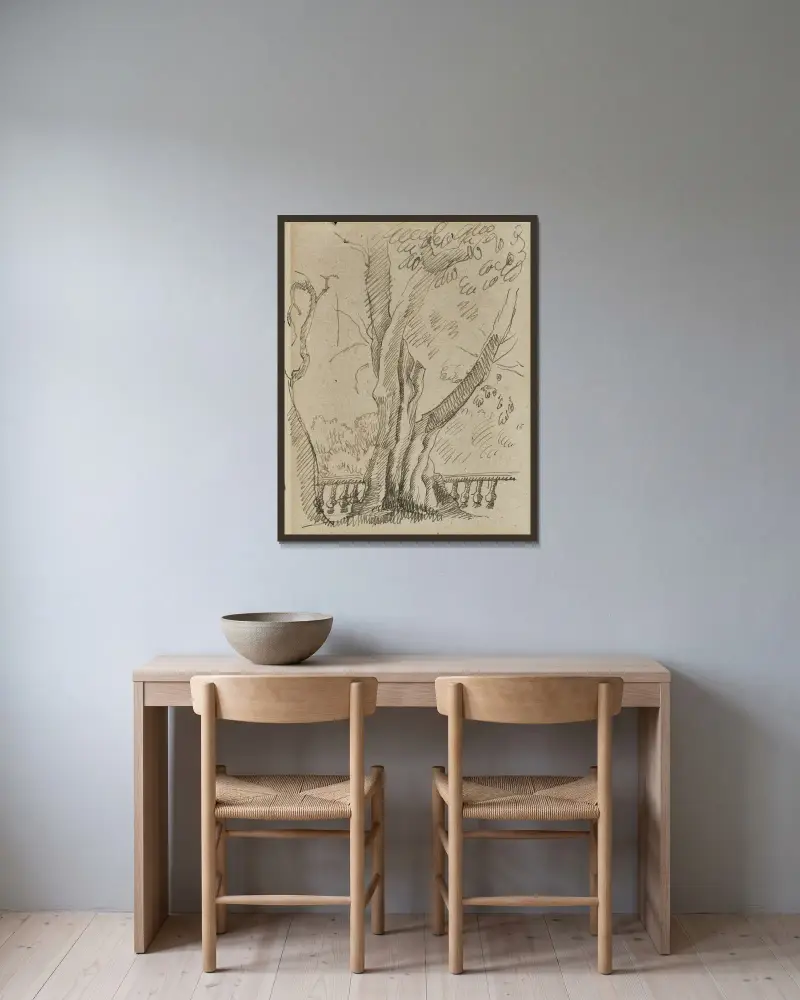 Na tarasie w Grasse, Roger de La Fresnaye w ramie na ścianie