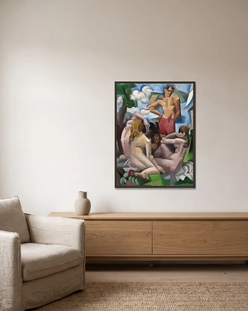 Die Badenden von Roger de La Fresnaye gerahmt an einer Wand